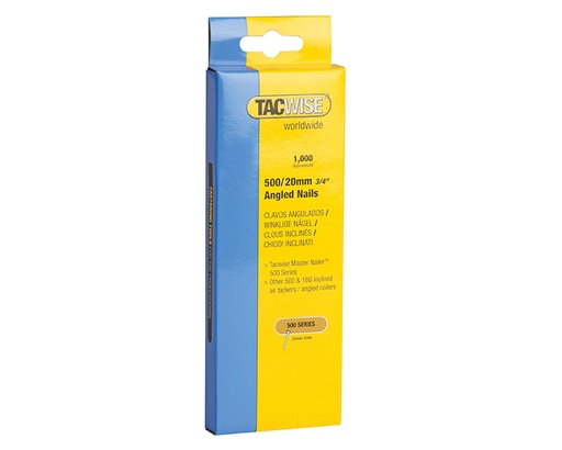 [TAC0479] 500 18 Gauge 20mm Angled Galvanised Nails Pack 1000