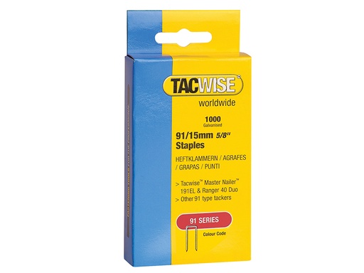 [TAC0768] 91 Narrow Crown Staples 40mm - Electric Tackers Pack 1000