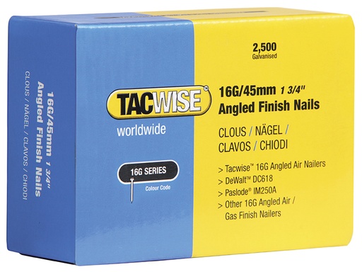 [TAC0770] 16 Gauge Angled Nails 38mm For DC618K Pack 2500
