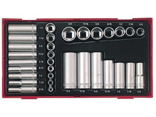 [TENTTAF32] TTAF32 Regular/Deep Socket Set 32 Piece - 1/4 & 3/8in Drive