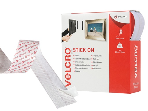 [VEL60219] VELCRO Brand Stick On Tape 20mm x 10m White