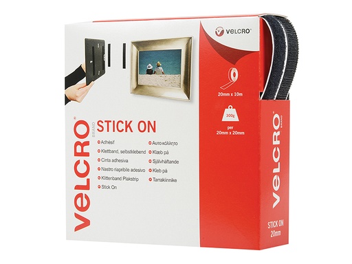 [VEL60220] VELCRO Brand Stick On Tape 20mm x 10m Black