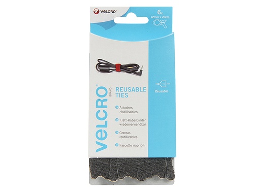 [VEL60388] VELCRO Brand ONE-WRAP Reusable Ties (6) 12mm x 20cm Black