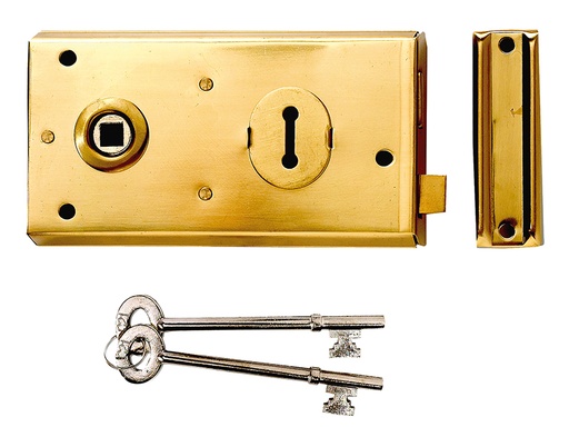 [YALP401PB] P401 Rim Lock Polished Brass Finish 138 x 76mm Visi