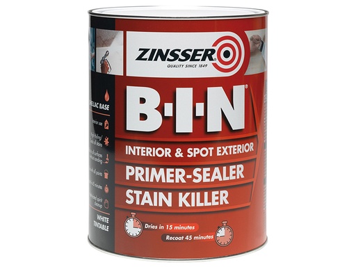 [ZINBIN1L] B.I.N Primer & Sealer Stain Killer Paint 1 litre