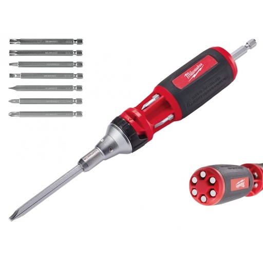 [4932471598] Milwaukee 9in1 Ratcheting Multibit Hand Screwdriver Universal