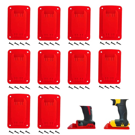 [HIS-210365] Generic Milwaukee M18 Battery Wall Mount Rack, 10 Pack Black Battery Clip Holder