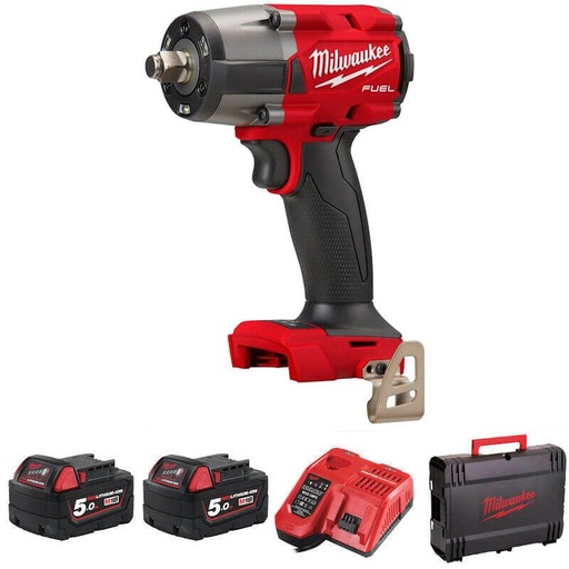 [HIS-211604] Milwaukee M18FMTIW2F12-502X - 18V Mid-Torque Impact Wrench with 2 x 5.0Ah Batteries & Charger