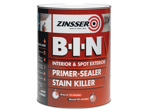 [ZINBIN5L] B.I.N® Primer, Sealer & Stain Killer Paint White 5 litre