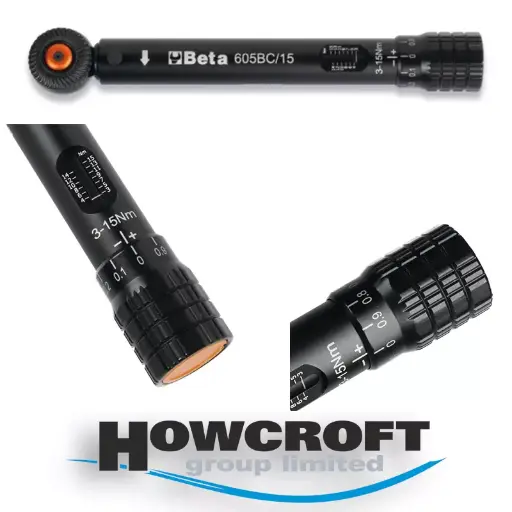 [605BC/15] Beta Tools 605BC/15 Click-type torque wrench compact aluminium 3-15 Nm 1/4"