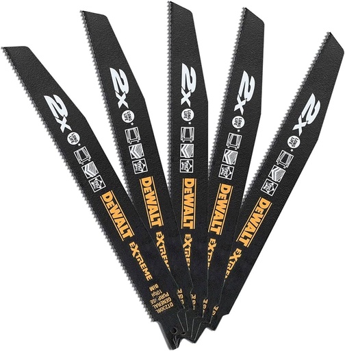 [HIS-215054] Dewalt DT2308L-QZ - 2X Life General Purpose Reciprocating Blade 228mm x 10 TPI (Pack 5)