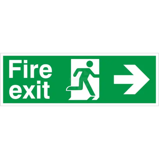 [HIS-216993] Fire Exit Sign - Arrow Right - 300x100mm - 1.3mm Photoluminescent PVC