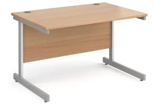 [HIS-217026] 16112686 - Horizon Deluxe Rectangular Cantilever Office Desk - 1200W x 800D x 730H (mm) - Silver Legs - Beech Desktop