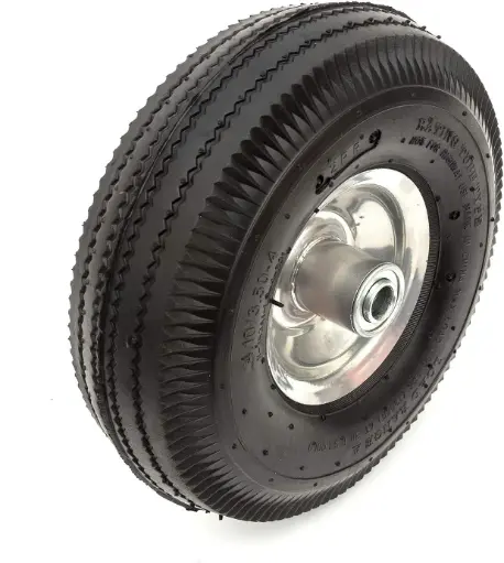 [37201] Metal Wheel & Pneumatic Tyre 10 Inch 4.10/3.50-4 Line Tread