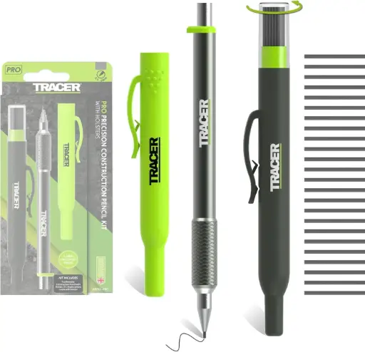 [Tracer APPK1-PRO] Tracer Pro Series Precision Pencil with 24 x Replacement 1.3mm Leads and Site Holsters. All-in-one Aluminium Precision Marking Kit